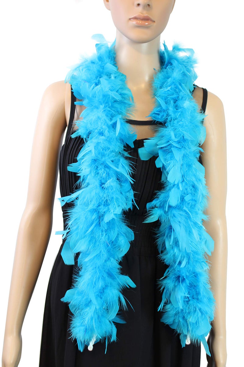 Flydreamfeathers 25 Gram, 4 Feet Long Chandelle Feather Boa, Great for Party, Wedding, Halloween Costume, Christmas Tree, Decoration (Turquoise) - Image 1